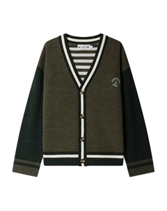 Шерстяной кардиган Julian с полосатыми вставками, зеленый Bonpoint