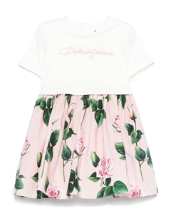 Платье с вышитым логотипом, розовый Dolce & gabbana kids