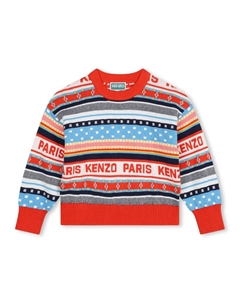 Полосатый джемпер с круглым вырезом, красный Kenzo kids
