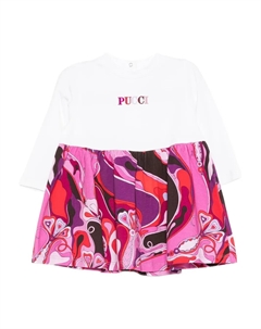 Платье с длинными рукавами и абстрактным принтом, белый Pucci junior
