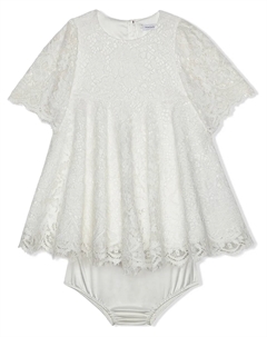 Кружевное платье с короткими рукавами, белый Dolce & gabbana kids