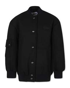 Бомбер с вышитым логотипом, черный Msgm kids
