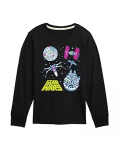 Футболка с длинным рукавом и принтом в виде сетки для мальчиков 8-20 лет, черный Star wars