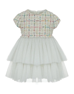 Твидовое платье с пайетками, нейтральный Lapin house