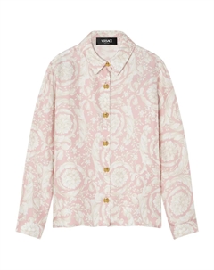 Рубашка с принтом Barocco, розовый Versace kids