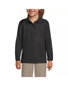 Рубашка-поло с длинным рукавом для девочек 4-16 лет, черный Lands' end