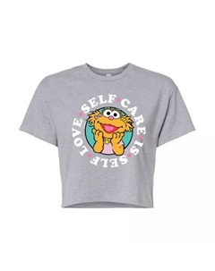 Детская укороченная футболка Sesame Street «Забота о себе — это любовь к себе», серый Licensed character