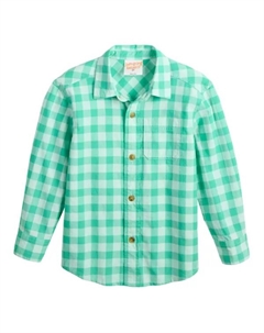 Детская рубашка с длинным рукавом на пуговицах для мальчиков, цвет green checker Jumping beans