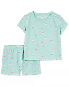 Пижама свободного кроя для девочек Toddler Girls 2-Pc. Cupcake, зеленый Carter`s