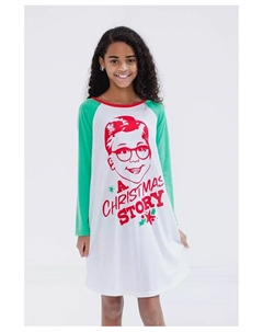 Детская пижама-ночнушка "Christmas Story Ralphie Parker" для девочек, белый A christmas story