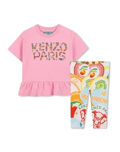Комплект из футболки и брюк с логотипом, розовый Kenzo kids