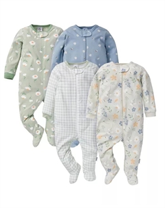 Комплект из 4 пижам для девочек, леопард, размер Newborn, белый Gerber