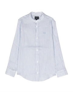 Полосатая рубашка без воротника, синий Fay kids