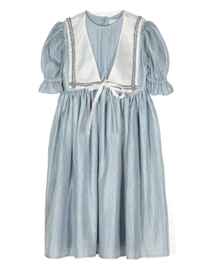 Платье с объемными рукавами и декорированным воротником, синий Shatha essa kids