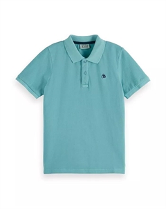 Детская и подростковая поло из пике с эффектом garment dye, синий Scotch&soda