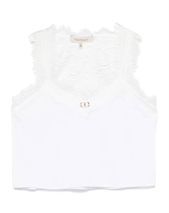 Топ с кружевной отделкой, белый Twin-set kids