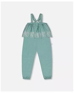 Детский комбинезон из денима с вышивкой для девочек, светло-голубой, синий Deux par deux