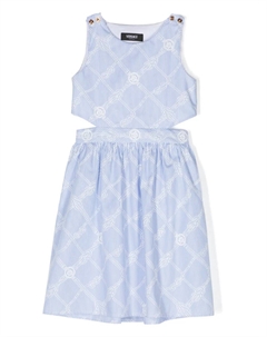 Расклешенное платье в полоску, синий Versace kids