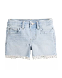 Джинсовые шорты средней посадки с отделкой для девочек и малышей, цвет crochet hem light wash Jumping beans