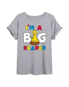 Футболка Juniors "Улица Сезам, большая птица, большой читатель" большого размера, серый Licensed character