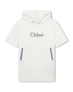 Платье с капюшоном и логотипом, белый Chloé kids