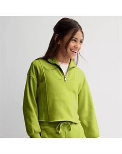 Свитер с застежкой-молнией на четверть длины для девочек 8-20 лет, зеленый Eyeshadow