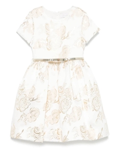 Жаккардовое платье с цветочным узором, белый Monnalisa