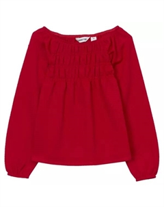 Детская блузка с длинным рукавом и сборками для девочек 2-16 лет, цвет apple red Lands' end
