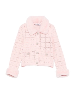 Кардиган с воротником из искусственного меха, розовый Self-portrait kids