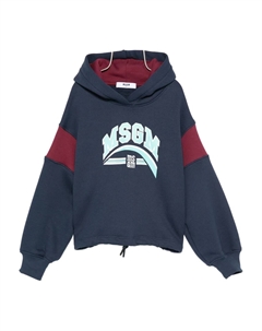 Толстовка с капюшоном в стиле колор-блок, синий Msgm kids