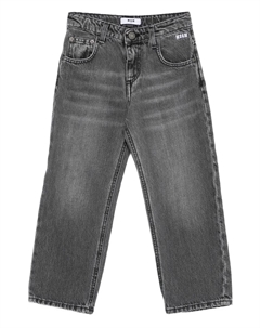 Джинсы с вышитым логотипом, серый Msgm kids