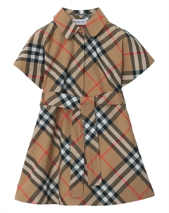 Платье-рубашка в клетку, коричневый Burberry kids