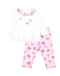 Комплект из топа и брюк с цветочным принтом, розовый Monnalisa