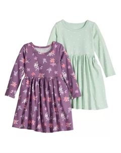 Платье для девочек 4-12 лет, 2 пары, с длинными рукавами, цвет fall floral purple Jumping beans