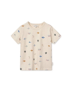 Детская хлопковая футболка Apia Printed с коротким рукавом, бежевый Liewood