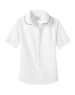 Школьная форма для девочек 4–16 лет, рубашка из тонкого сукна с воротником Питер Пэн, цвет white classic navy Lands' end