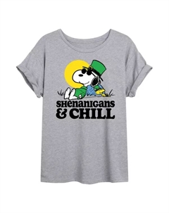 Футболка Juniors Peanuts Snoopy & Woodstock Shenanigans, размер 1, чил-рок, серый Licensed character