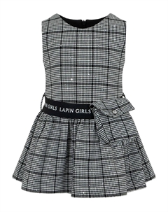 Декорированное платье в клетку, серый Lapin house