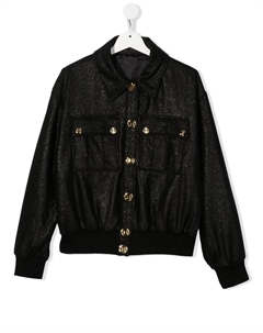 Бомбер с блестками, черный Balmain kids