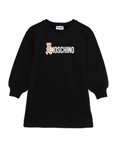 Платье с принтом «тедди» и рукавами-фонариками, черный Moschino kids