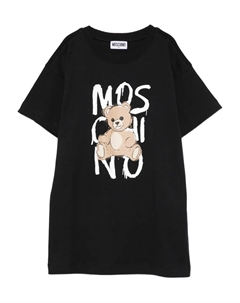 Платье из хлопка с принтом Тедди, черный Moschino kids