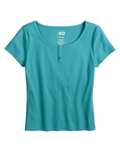 Топ с короткими рукавами для девочек 6-20 лет, стандартные и большие размеры, цвет aldon blue So