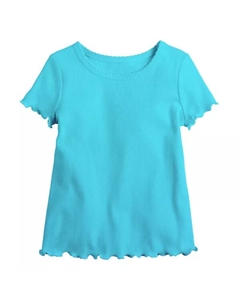 Футболка с салатовым краем в рубчик для девочек 4–12 лет, цвет nassau blue Jumping beans