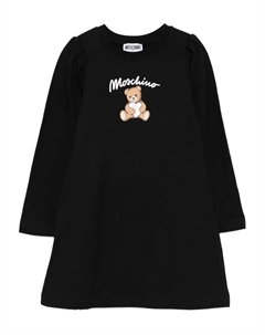 Платье с длинными рукавами и принтом плюшевого мишки, черный Moschino kids