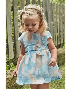 Льняное детское платье, синий Mayoral