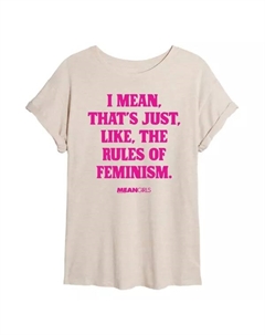 Футболка размера «Огромный» с надписью «Правила феминизма для дрянных девчонок» от Juniors, бежевый Licensed character