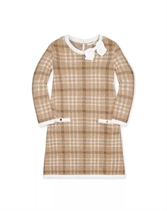 Платье-свитер с длинным рукавом и бантом для девочек Toddler, интарсия, коричневый Hope & henry