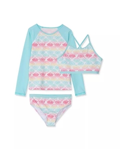 Купальник-рашгард для девочек больших размеров, устойчивый к хлору, комплект бикини, синий Lands' end