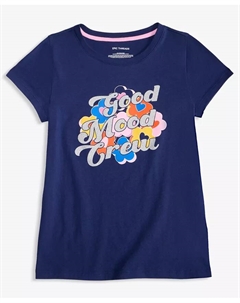 Футболка с принтом Good Mood для девочек Little & Big, синий Epic threads