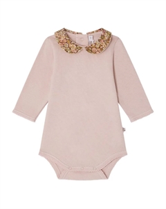 Боди с длинными рукавами и цветочным принтом, розовый Bonpoint